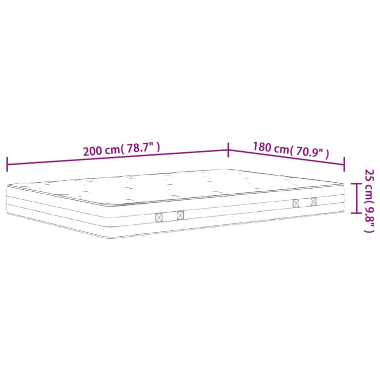 Pocketveringmatras middelhard-hard 180x200 cm