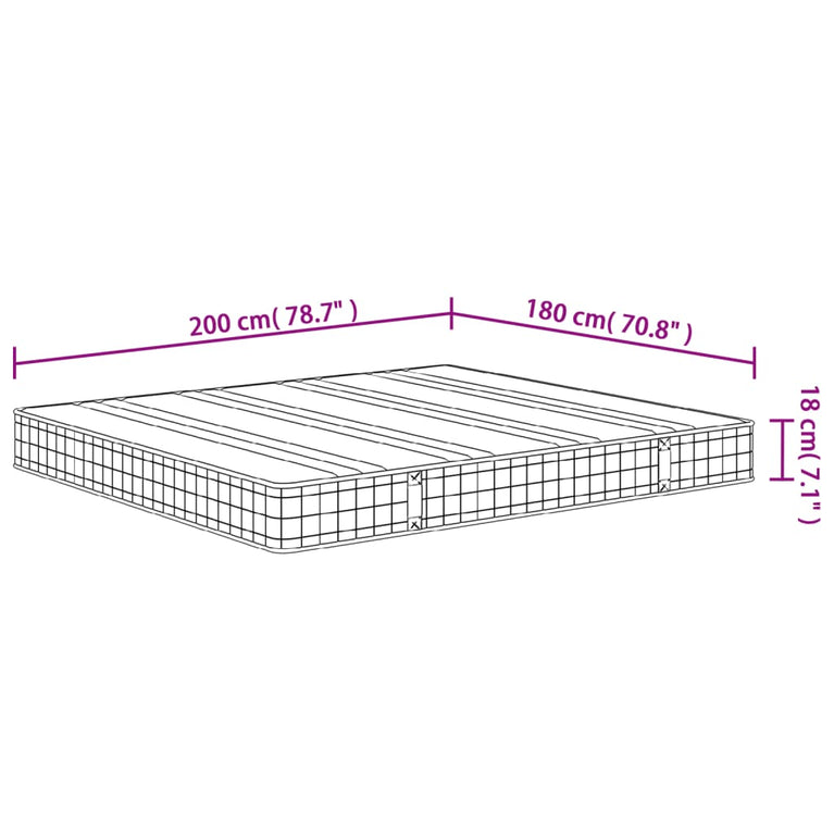 Binnenveringmatras middelhard 180x200 cm