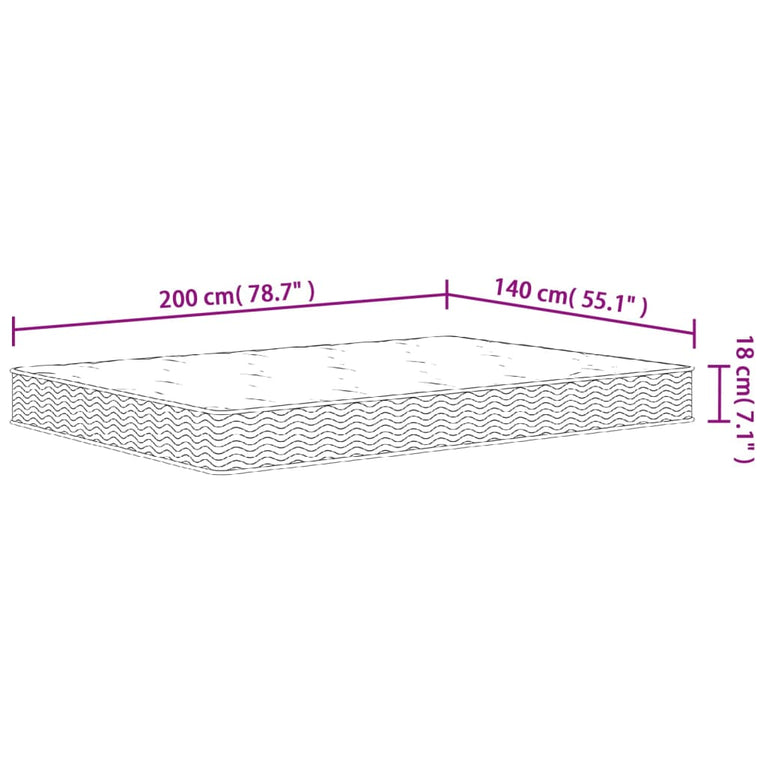 Binnenveringmatras middelhard 140x200 cm