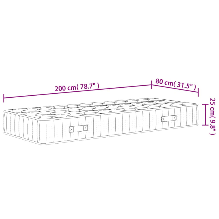 Pocketveringmatras middelhard-hard 80x200 cm