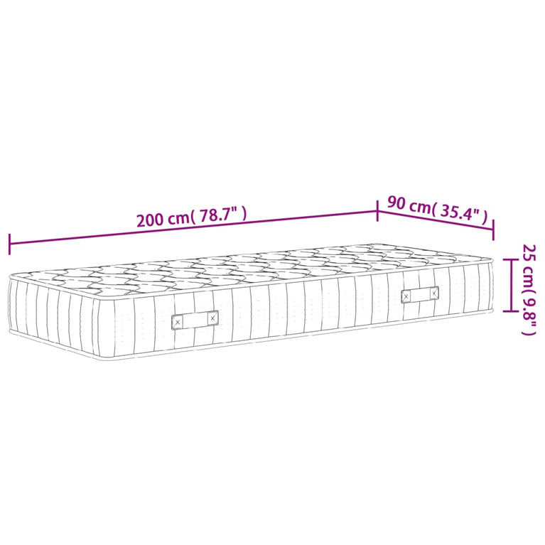 Pocketveringmatras middelhard-hard 90x200 cm