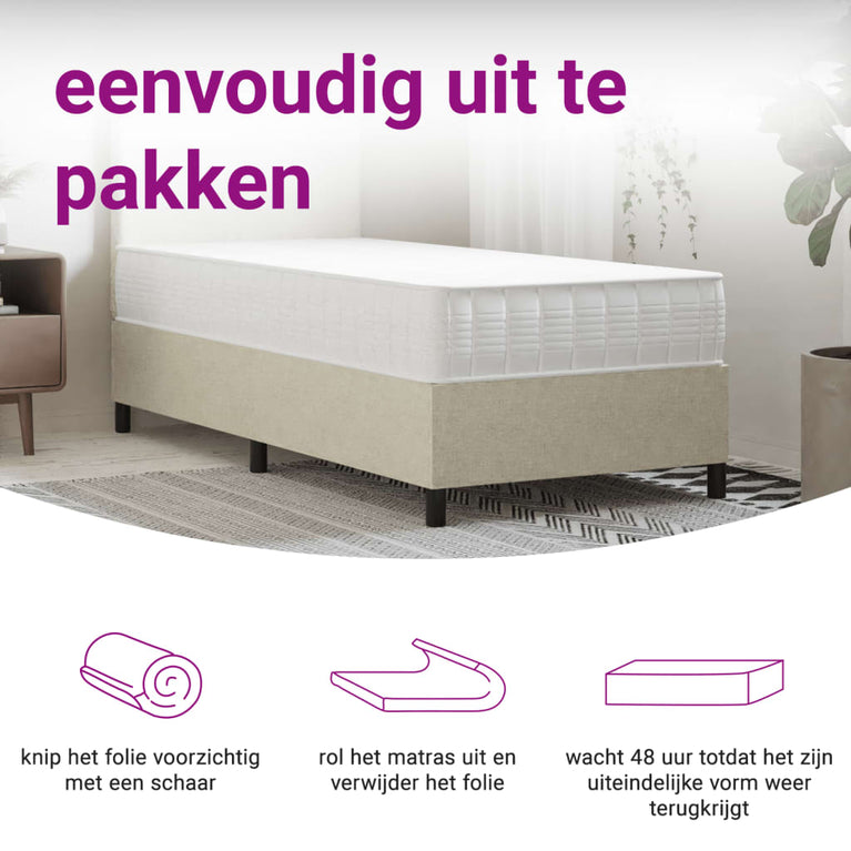 Pocketveringmatras middelhard-hard 90x200 cm