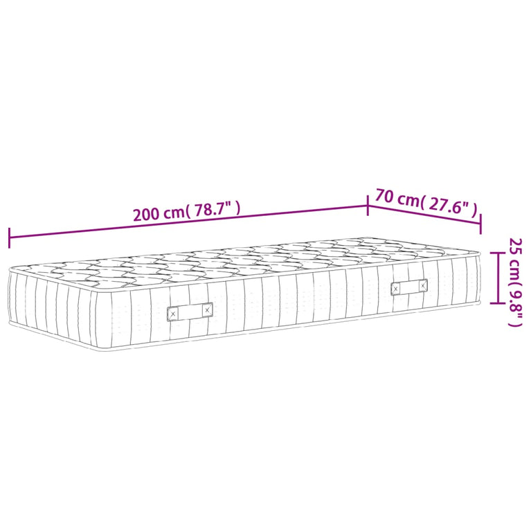 Pocketveringmatras middelhard-hard 70x200 cm