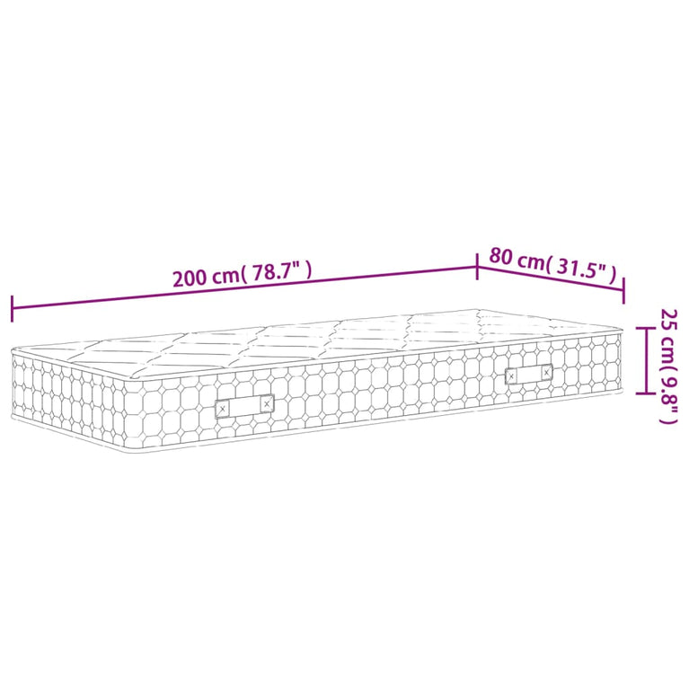 Pocketveringmatras middelhard-hard 80x200 cm