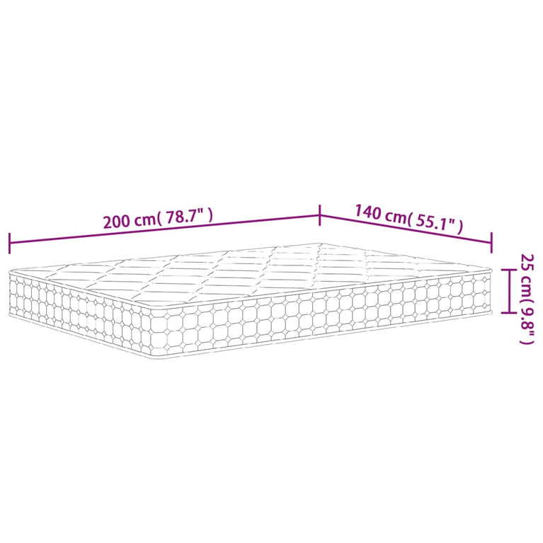 Pocketveringmatras middelhard-hard 140x200 cm