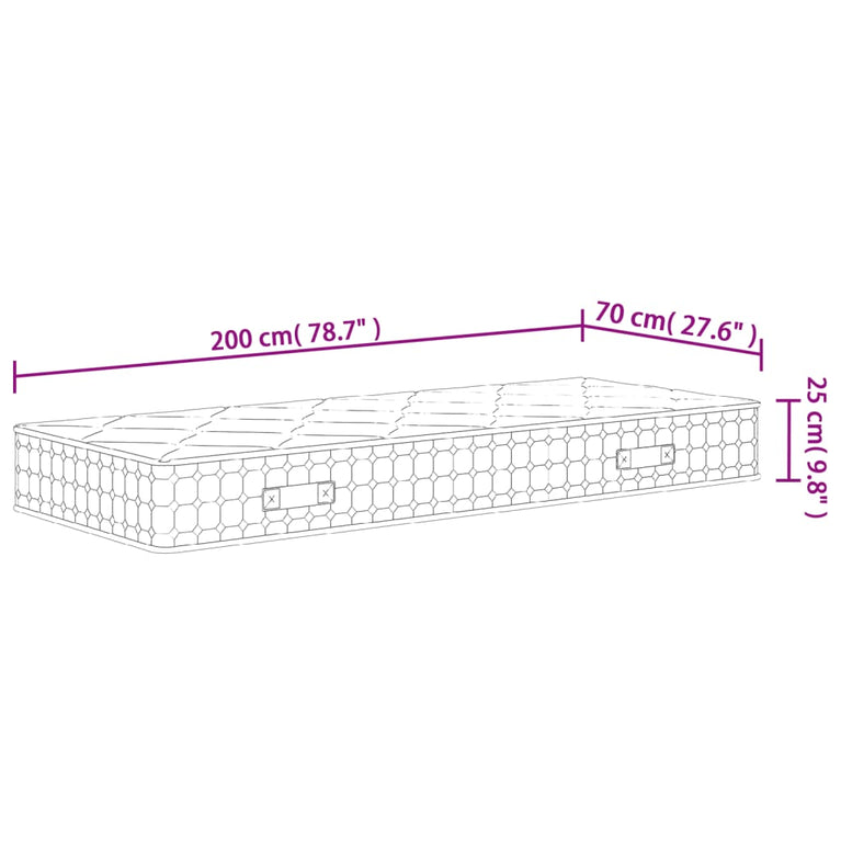 Pocketveringmatras middelhard-hard 70x200 cm