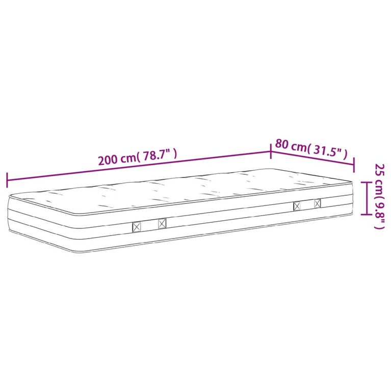 Pocketveringmatras middelhard-hard 80x200 cm