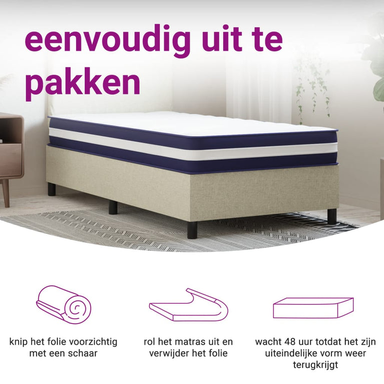 Pocketveringmatras middelhard-hard 70x200 cm
