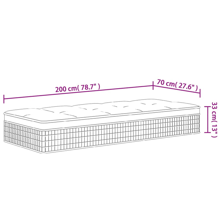 Pocketveringmatras middelhard-hard 70x200 cm