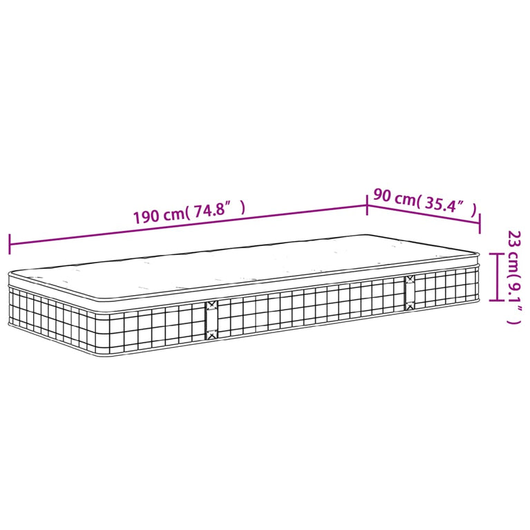 Binnenveringmatras middelhard 90x190 cm Single Size