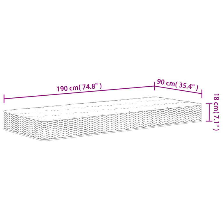 Binnenveringmatras middelhard 90x190 cm Single Size