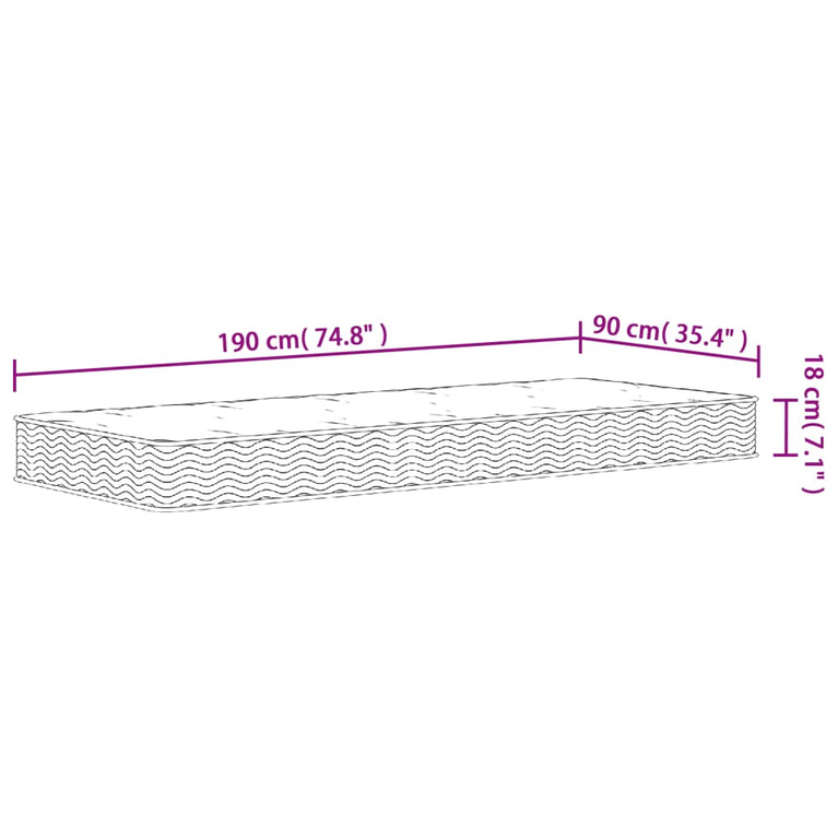 Binnenveringmatras middelhard 90x190 cm Single Size