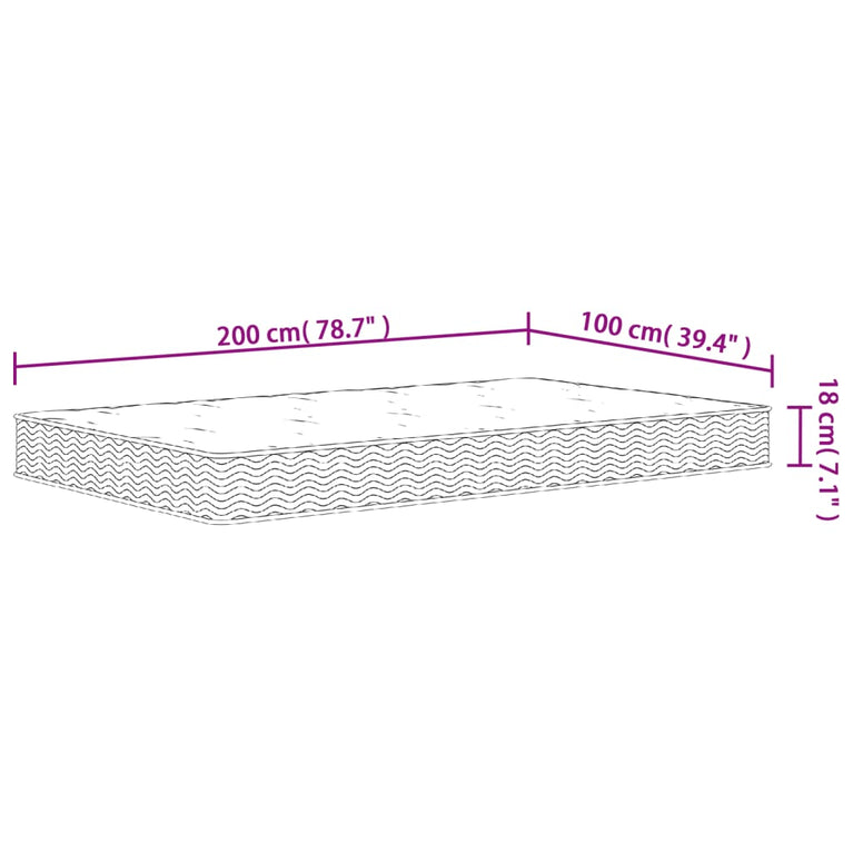 Binnenveringmatras middelhard 100x200 cm