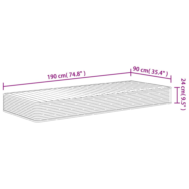 Schuimmatras middelzacht 90x190 cm Single Size