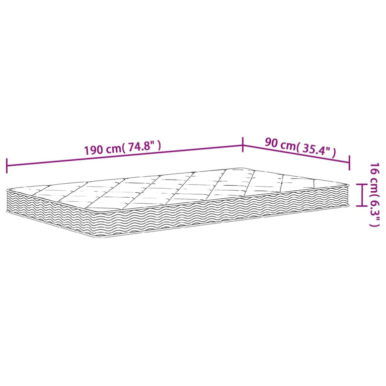 Schuimmatras middelzacht 90x190 cm Single Size