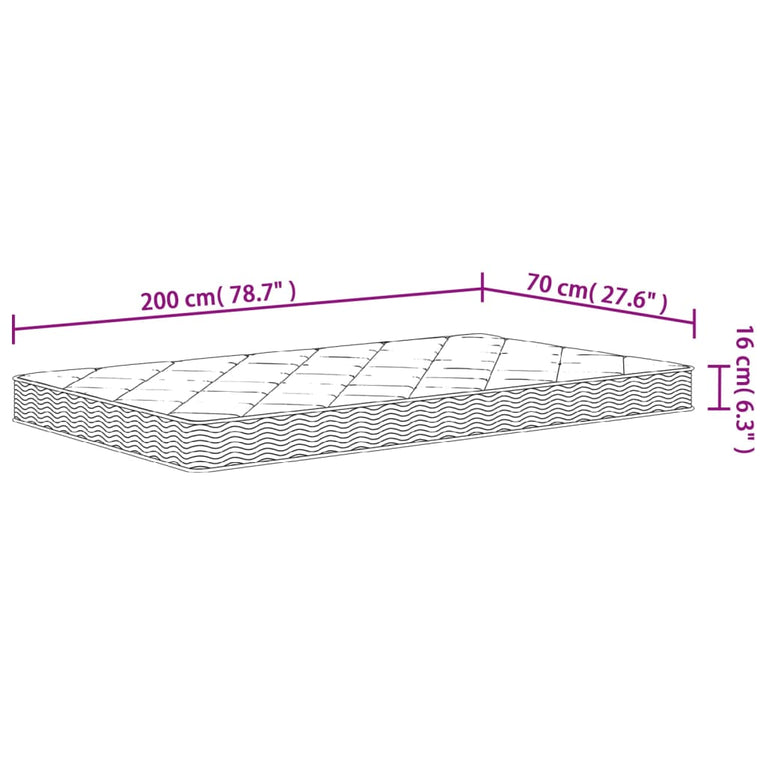 Schuimmatras middelzacht 70x200 cm