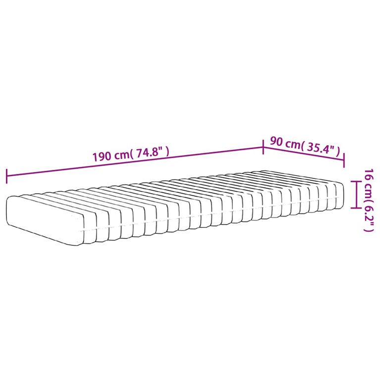 Schuimmatras middelzacht 90x190 cm Single Size