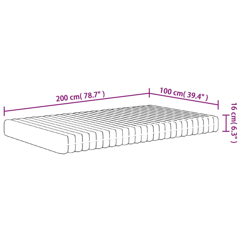 Schuimmatras middelzacht 100x200 cm