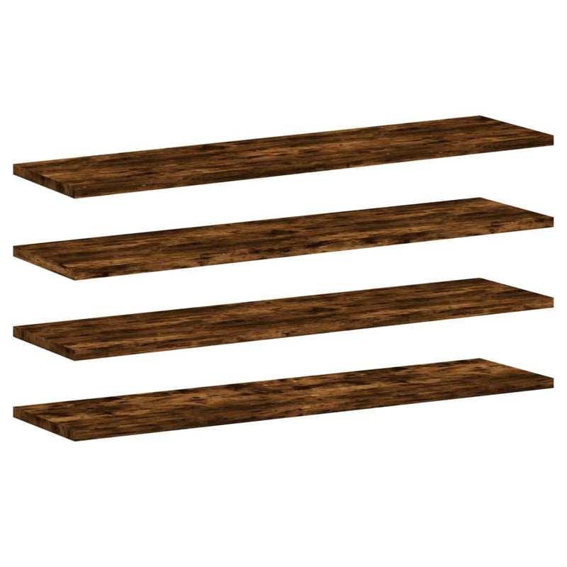 Wandschappen 4 st 80x20x1,5 cm bewerkt hout gerookt eikenkleur