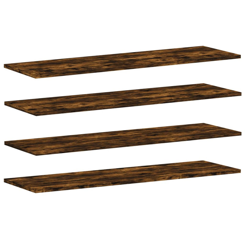 Wandschappen 4 st 100x30x1,5 cm bewerkt hout gerookt eikenkleur