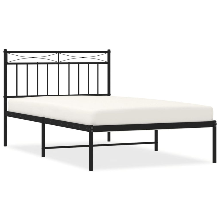 Bedframe met hoofdbord metaal zwart 100x200 cm