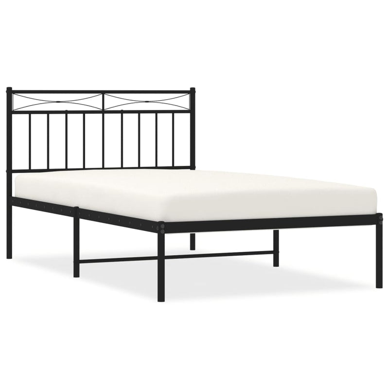 Bedframe met hoofdbord metaal zwart 100x200 cm