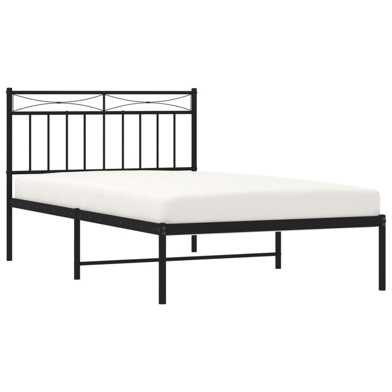 Bedframe met hoofdbord metaal zwart 100x200 cm