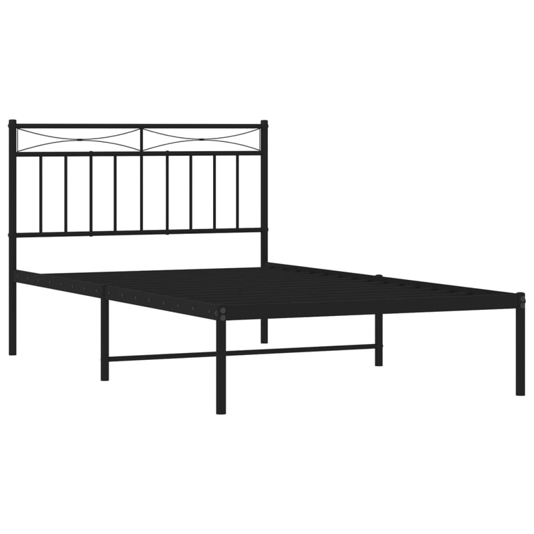 Bedframe met hoofdbord metaal zwart 100x200 cm
