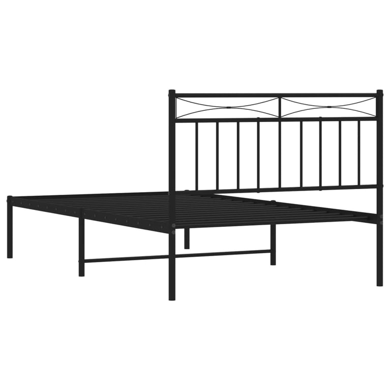Bedframe met hoofdbord metaal zwart 100x200 cm