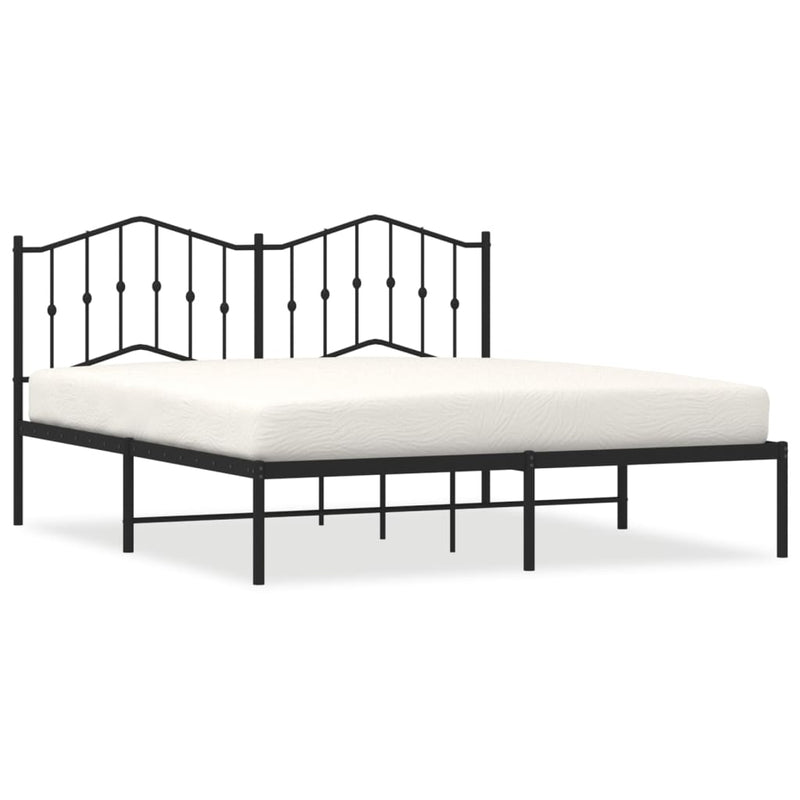 Bedframe met hoofdbord metaal zwart 180x200 cm