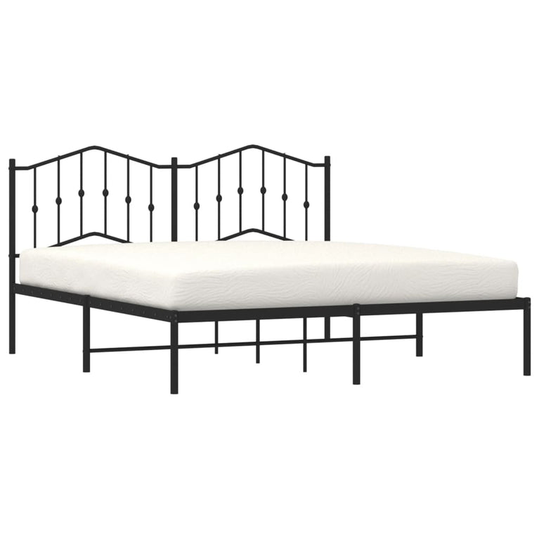 Bedframe met hoofdbord metaal zwart 180x200 cm