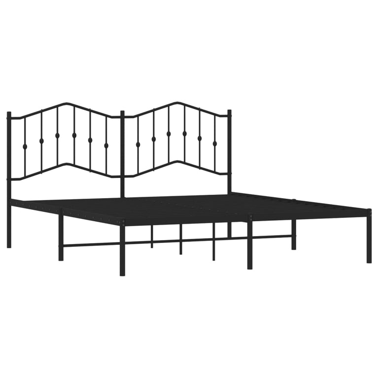 Bedframe met hoofdbord metaal zwart 180x200 cm