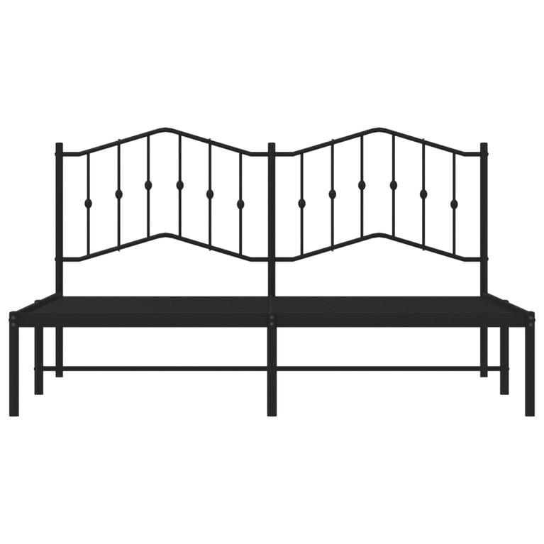 Bedframe met hoofdbord metaal zwart 180x200 cm