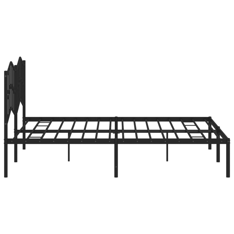 Bedframe met hoofdbord metaal zwart 180x200 cm