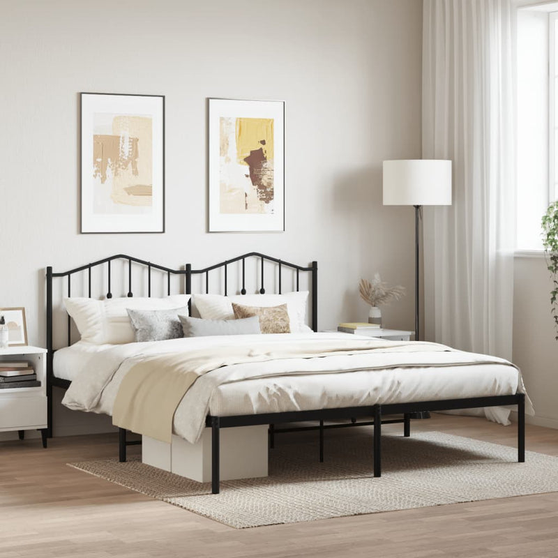 Bedframe met hoofdbord metaal zwart 180x200 cm