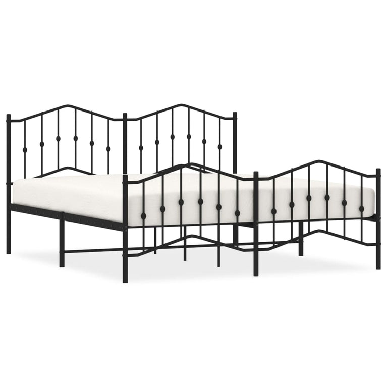 Bedframe met hoofd- en voeteneinde metaal zwart 180x200 cm
