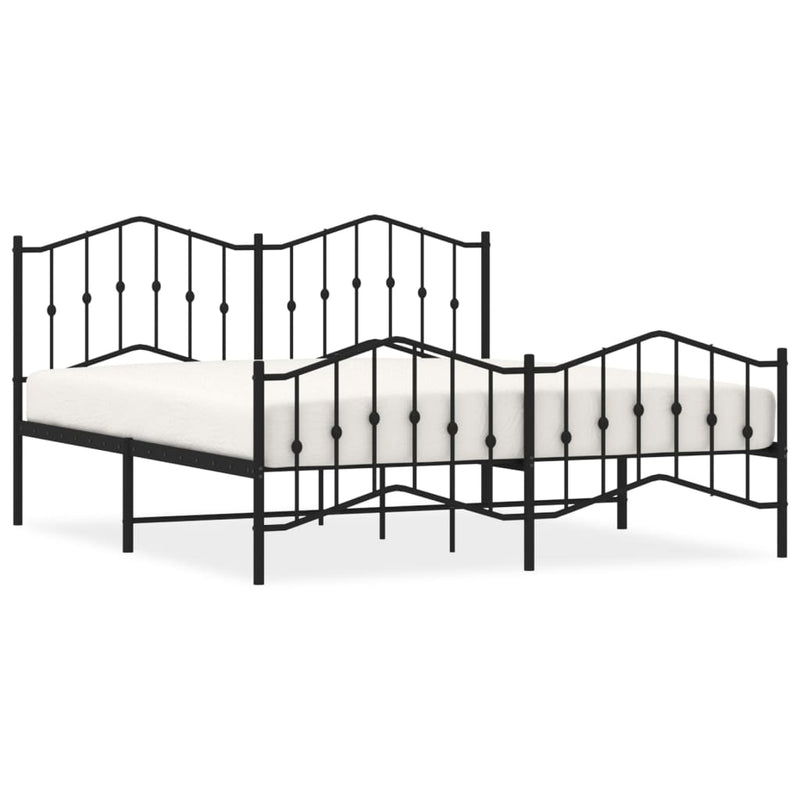 Bedframe met hoofd- en voeteneinde metaal zwart 180x200 cm
