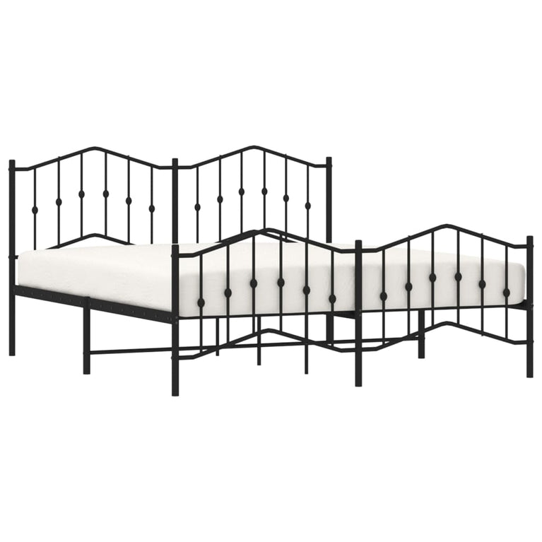 Bedframe met hoofd- en voeteneinde metaal zwart 180x200 cm