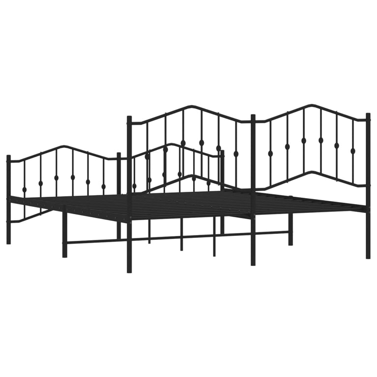 Bedframe met hoofd- en voeteneinde metaal zwart 180x200 cm