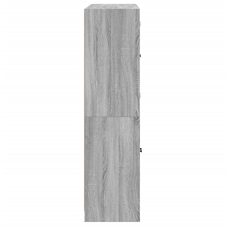 Boekenkast met deuren 136x37x142 cm hout grijs sonoma eiken