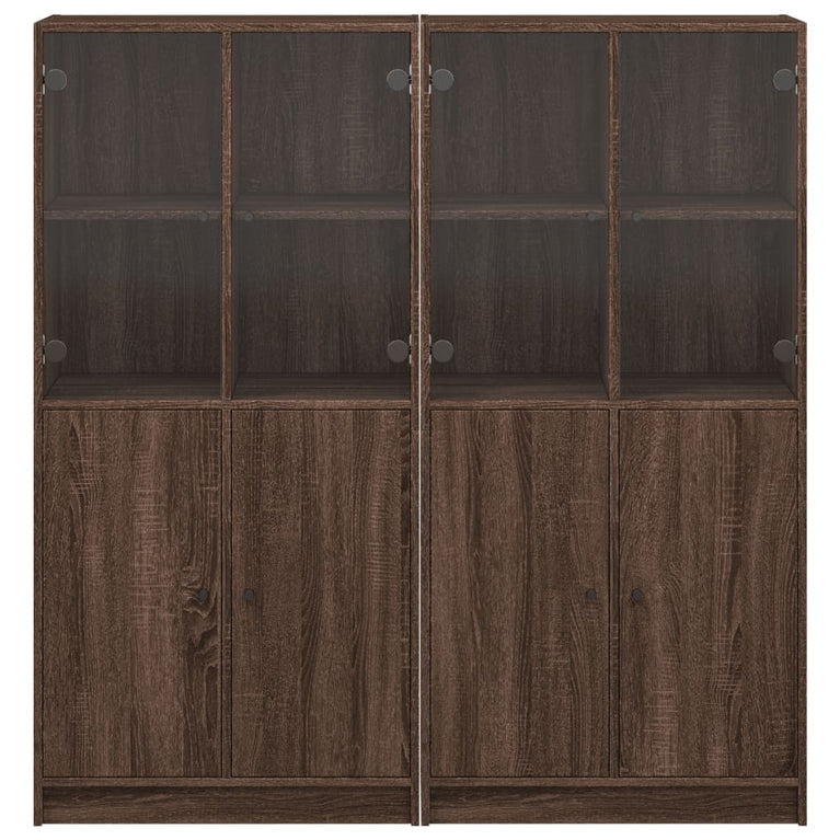 Boekenkast met deuren 136x37x142 cm hout bruineikenkleurig