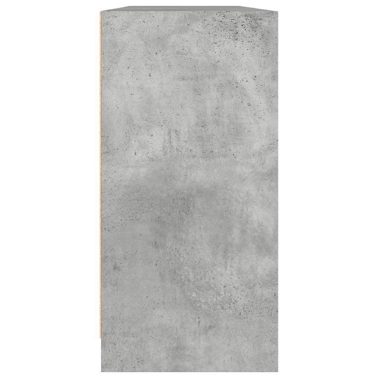 Boekenkast met deuren 204x37x75 cm bewerkt hout betongrijs