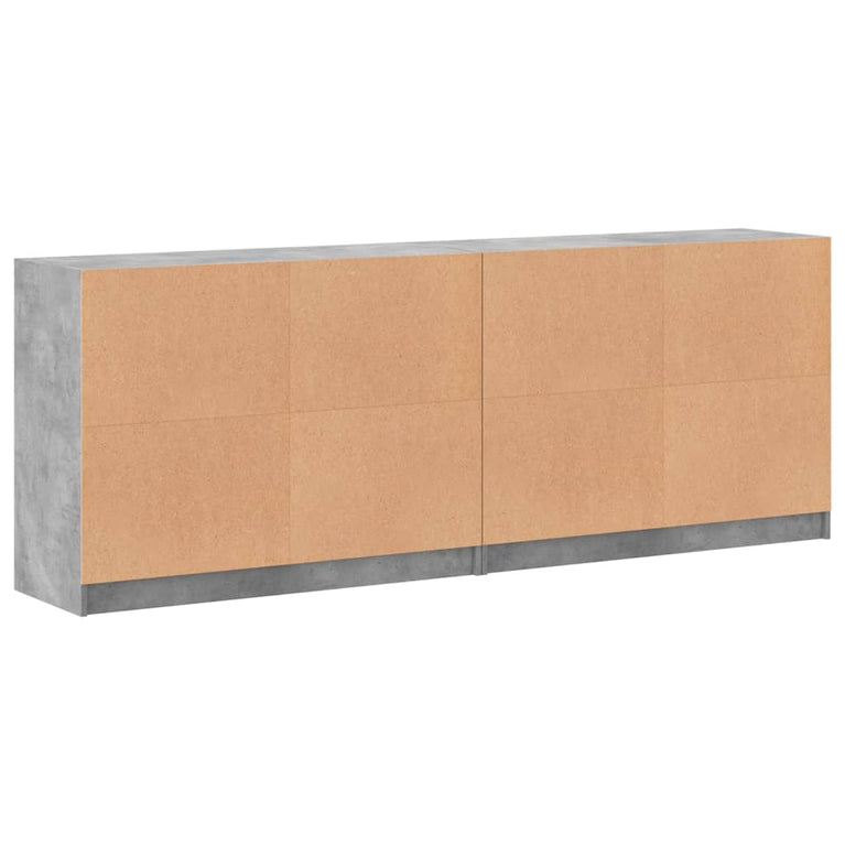 Boekenkast met deuren 204x37x75 cm bewerkt hout betongrijs