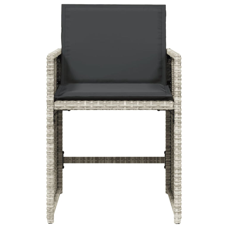 Tuinstoelen 4 st met kussens poly rattan lichtgrijs