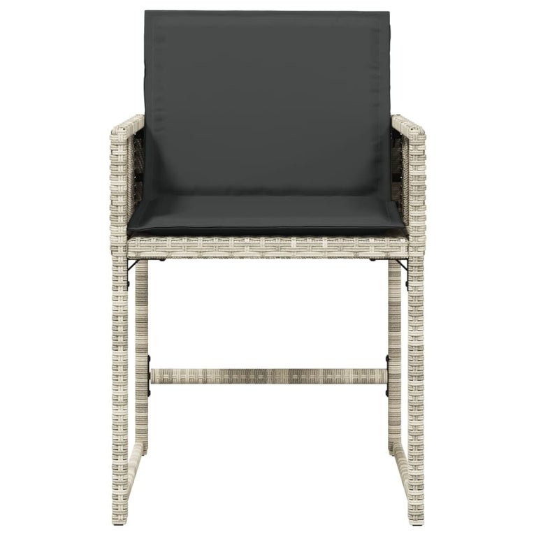 Tuinstoelen 4 st met kussens poly rattan lichtgrijs