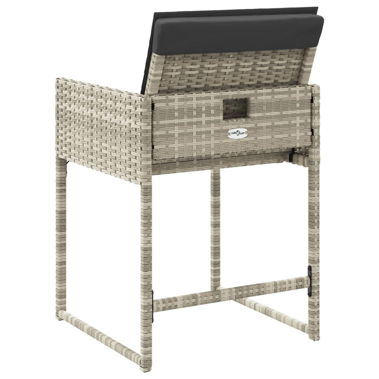 Tuinstoelen 4 st met kussens poly rattan lichtgrijs