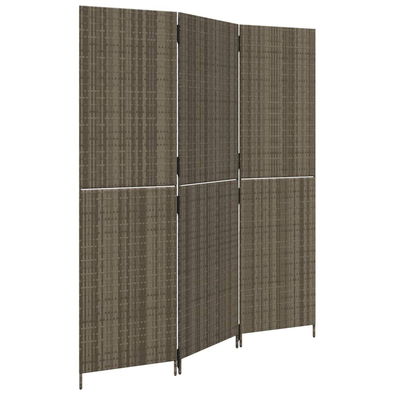 Kamerscherm 3 panelen poly rattan grijs