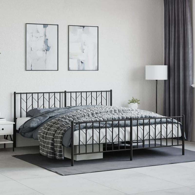 Bedframe met hoofd- en voeteneinde metaal zwart 180x200 cm