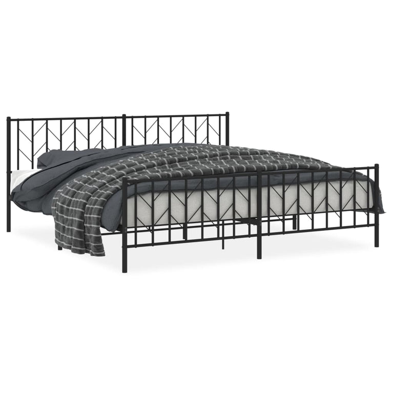 Bedframe met hoofd- en voeteneinde metaal zwart 200x200 cm