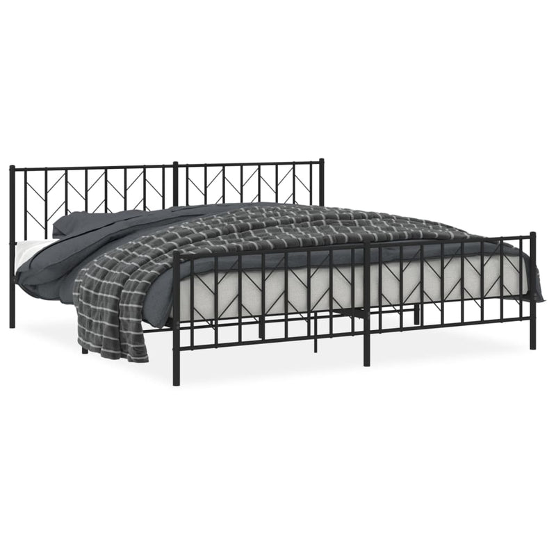 Bedframe met hoofd- en voeteneinde metaal zwart 200x200 cm
